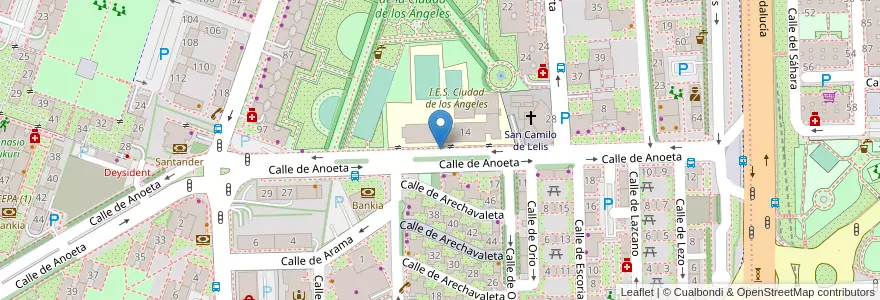 Mapa de ubicacion de Aparcabicis IES Ciudad de los Ángeles en Espagne, Communauté De Madrid, Communauté De Madrid, Área Metropolitana De Madrid Y Corredor Del Henares, Madrid.