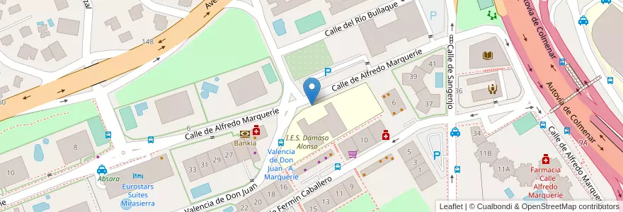 Mapa de ubicacion de Aparcabicis IES Dámaso Alonso en Sepanyol, Comunidad De Madrid, Comunidad De Madrid, Área Metropolitana De Madrid Y Corredor Del Henares, Madrid.