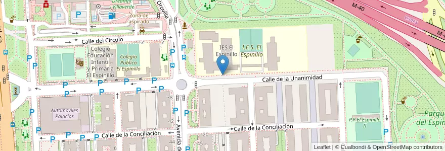 Mapa de ubicacion de Aparcabicis IES El Espinillo en 西班牙, Comunidad De Madrid, Comunidad De Madrid, Área Metropolitana De Madrid Y Corredor Del Henares, Madrid.
