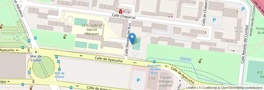 Mapa de ubicacion de Aparcabicis IES Gabriel García Márquez en スペイン, マドリード州, Comunidad De Madrid, Área Metropolitana De Madrid Y Corredor Del Henares, Madrid.