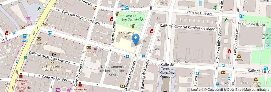Mapa de ubicacion de Aparcabicis IES Jaime Vera en Spanien, Autonome Gemeinschaft Madrid, Autonome Gemeinschaft Madrid, Área Metropolitana De Madrid Y Corredor Del Henares, Madrid.