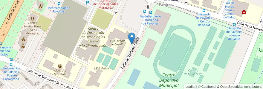 Mapa de ubicacion de Aparcabicis IES Juana de Castilla en Sepanyol, Comunidad De Madrid, Comunidad De Madrid, Área Metropolitana De Madrid Y Corredor Del Henares, Madrid.