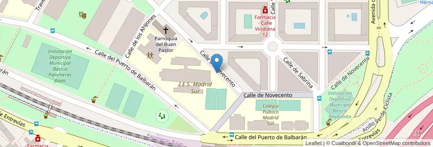 Mapa de ubicacion de Aparcabicis IES Madrid Sur en إسبانيا, منطقة مدريد, منطقة مدريد, Área Metropolitana De Madrid Y Corredor Del Henares, مدريد.