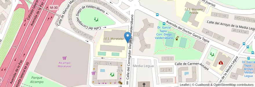 Mapa de ubicacion de Aparcabicis IES Moratalaz en Sepanyol, Comunidad De Madrid, Comunidad De Madrid, Área Metropolitana De Madrid Y Corredor Del Henares, Madrid.