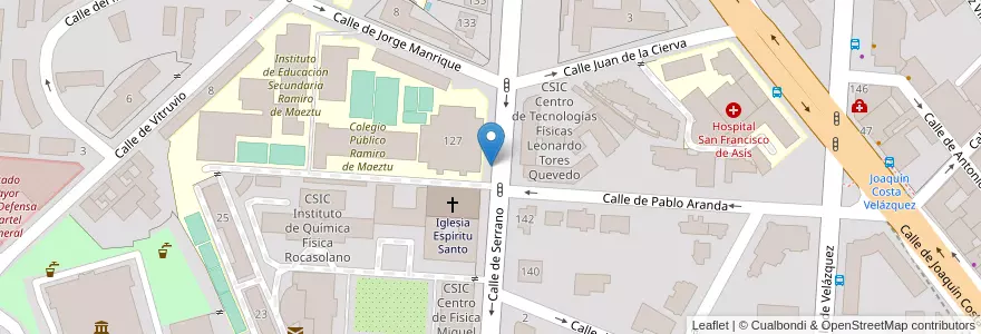 Mapa de ubicacion de Aparcabicis IES Ramiro de Maeztu en Испания, Мадрид, Мадрид, Área Metropolitana De Madrid Y Corredor Del Henares, Мадрид.