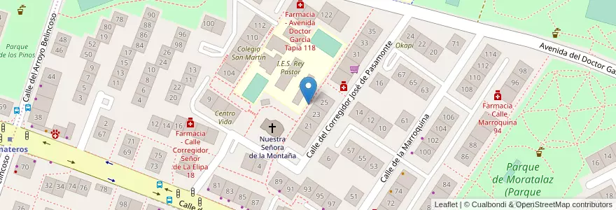 Mapa de ubicacion de Aparcabicis IES Rey Pastor en スペイン, マドリード州, Comunidad De Madrid, Área Metropolitana De Madrid Y Corredor Del Henares, Madrid.
