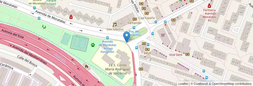 Mapa de ubicacion de Aparcabicis IES Rodríguez Valcárcel en Испания, Мадрид, Мадрид, Área Metropolitana De Madrid Y Corredor Del Henares, Мадрид.
