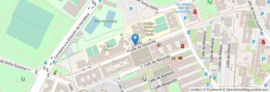 Mapa de ubicacion de Aparcabicis IES Rosa Chacel en 西班牙, Comunidad De Madrid, Comunidad De Madrid, Área Metropolitana De Madrid Y Corredor Del Henares, Madrid.