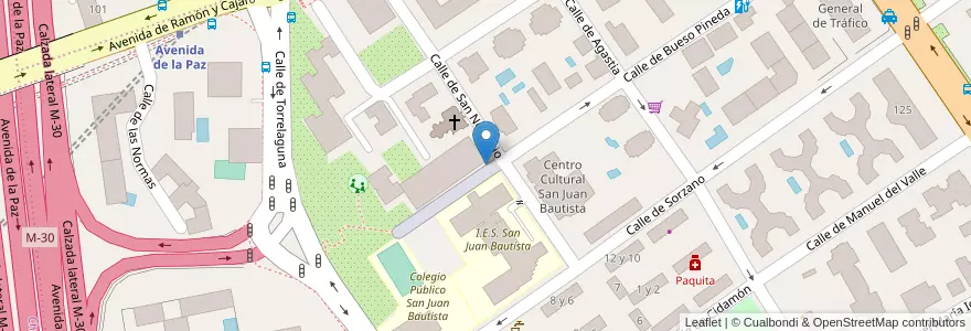 Mapa de ubicacion de Aparcabicis IES San Juan Bautista en Spanien, Autonome Gemeinschaft Madrid, Autonome Gemeinschaft Madrid, Área Metropolitana De Madrid Y Corredor Del Henares, Madrid.