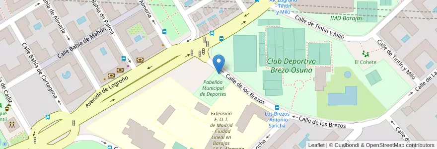 Mapa de ubicacion de Aparcabicis Instalación Deportiva Municipal Villa de Madrid en Espagne, Communauté De Madrid, Communauté De Madrid, Área Metropolitana De Madrid Y Corredor Del Henares, Madrid.