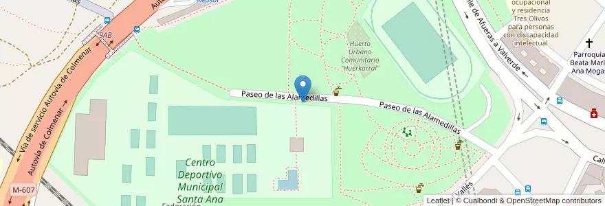 Mapa de ubicacion de Aparcabicis Instalación Deportiva Santa Ana en Spagna, Comunidad De Madrid, Comunidad De Madrid, Área Metropolitana De Madrid Y Corredor Del Henares, Madrid.