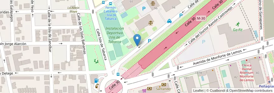 Mapa de ubicacion de Aparcabicis Instalaciones Deportivas básica municipal Isla de Tabarca en 스페인, Comunidad De Madrid, Comunidad De Madrid, Área Metropolitana De Madrid Y Corredor Del Henares, 마드리드.