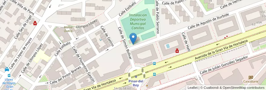 Mapa de ubicacion de Aparcabicis Instalaciones Deportivas Canillas en Espanha, Comunidade De Madrid, Comunidade De Madrid, Área Metropolitana De Madrid Y Corredor Del Henares, Madrid.