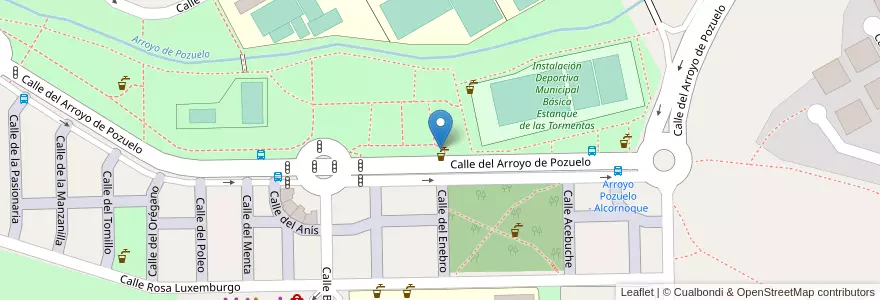 Mapa de ubicacion de Aparcabicis Instalaciones Deportivas Elementales Depósito Tormenta en Spagna, Comunidad De Madrid, Comunidad De Madrid, Área Metropolitana De Madrid Y Corredor Del Henares, Madrid.