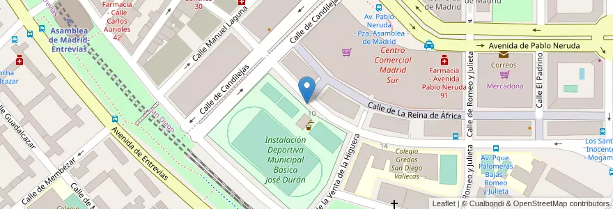 Mapa de ubicacion de Aparcabicis Instalaciones Deportivas José Durán en Spagna, Comunidad De Madrid, Comunidad De Madrid, Área Metropolitana De Madrid Y Corredor Del Henares, Madrid.