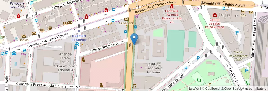 Mapa de ubicacion de Aparcabicis Instituto Geográfico Nacional en Spanien, Autonome Gemeinschaft Madrid, Autonome Gemeinschaft Madrid, Área Metropolitana De Madrid Y Corredor Del Henares, Madrid.
