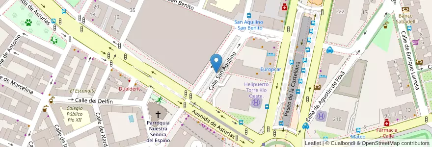 Mapa de ubicacion de Aparcabicis Intercambiador Plaza de Castilla en スペイン, マドリード州, Comunidad De Madrid, Área Metropolitana De Madrid Y Corredor Del Henares, Madrid.