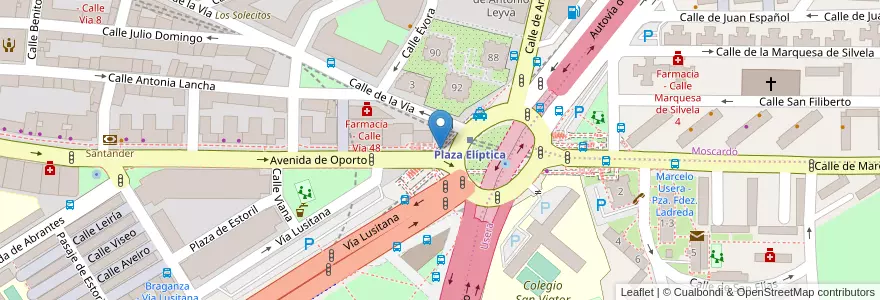 Mapa de ubicacion de Aparcabicis Intercambiador Plaza Elíptica en 西班牙, Comunidad De Madrid, Comunidad De Madrid, Área Metropolitana De Madrid Y Corredor Del Henares, Madrid.