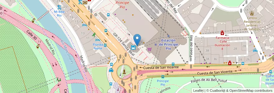 Mapa de ubicacion de Aparcabicis Intercambiador Príncipe Pío en إسبانيا, منطقة مدريد, منطقة مدريد, Área Metropolitana De Madrid Y Corredor Del Henares, مدريد.