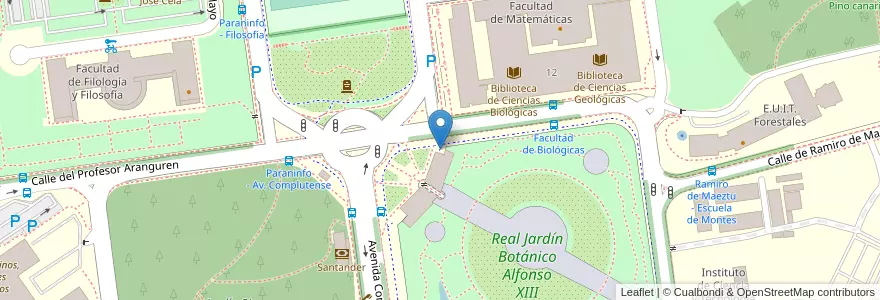 Mapa de ubicacion de Aparcabicis Jardín Botánico Universidad Complutense en 스페인, Comunidad De Madrid, Comunidad De Madrid, Área Metropolitana De Madrid Y Corredor Del Henares, 마드리드.
