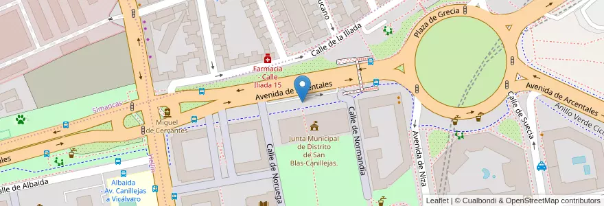 Mapa de ubicacion de Aparcabicis JMD San Blas en إسبانيا, منطقة مدريد, منطقة مدريد, Área Metropolitana De Madrid Y Corredor Del Henares, مدريد.