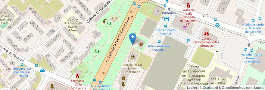 Mapa de ubicacion de Aparcabicis Junta Municipal de Moratalaz en Espagne, Communauté De Madrid, Communauté De Madrid, Área Metropolitana De Madrid Y Corredor Del Henares, Madrid.