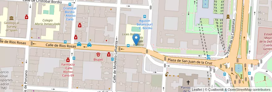 Mapa de ubicacion de Aparcabicis Liceo Italiano en Sepanyol, Comunidad De Madrid, Comunidad De Madrid, Área Metropolitana De Madrid Y Corredor Del Henares, Madrid.