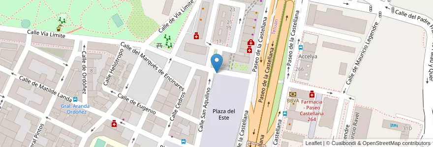 Mapa de ubicacion de Aparcabicis Luis Esteban en Spagna, Comunidad De Madrid, Comunidad De Madrid, Área Metropolitana De Madrid Y Corredor Del Henares, Madrid.