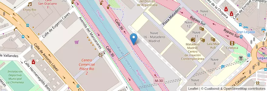 Mapa de ubicacion de Aparcabicis Madrid Río en Espagne, Communauté De Madrid, Communauté De Madrid, Área Metropolitana De Madrid Y Corredor Del Henares, Madrid.