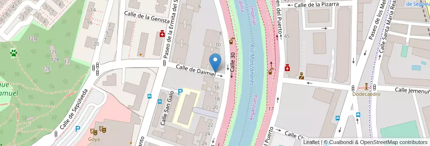 Mapa de ubicacion de Aparcabicis Madrid Río en İspanya, Comunidad De Madrid, Comunidad De Madrid, Área Metropolitana De Madrid Y Corredor Del Henares, Madrid.