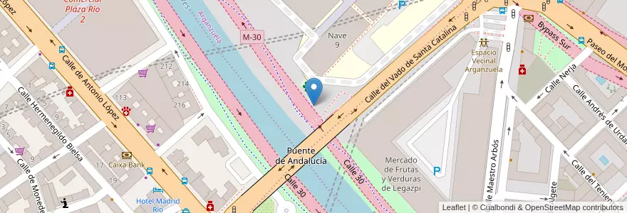Mapa de ubicacion de Aparcabicis Madrid Río en スペイン, マドリード州, Comunidad De Madrid, Área Metropolitana De Madrid Y Corredor Del Henares, Madrid.