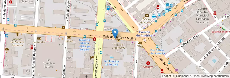 Mapa de ubicacion de Aparcabicis María de Molina en İspanya, Comunidad De Madrid, Comunidad De Madrid, Área Metropolitana De Madrid Y Corredor Del Henares, Madrid.