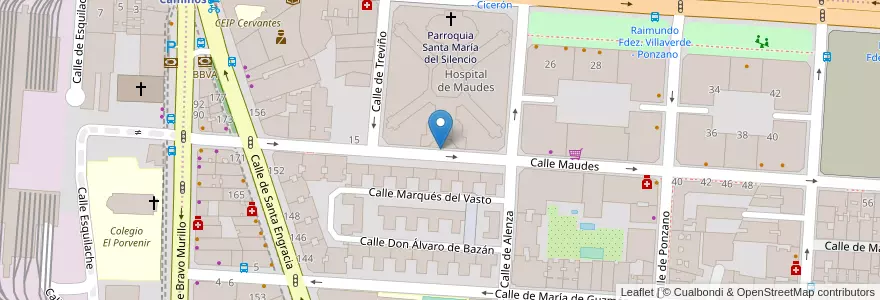 Mapa de ubicacion de Aparcabicis Maudes 17 en Espanha, Comunidade De Madrid, Comunidade De Madrid, Área Metropolitana De Madrid Y Corredor Del Henares, Madrid.