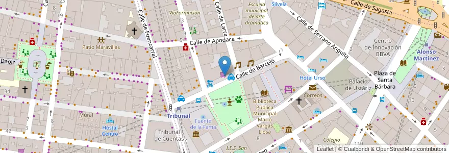 Mapa de ubicacion de Aparcabicis Mercado Barceló en 스페인, Comunidad De Madrid, Comunidad De Madrid, Área Metropolitana De Madrid Y Corredor Del Henares, 마드리드.