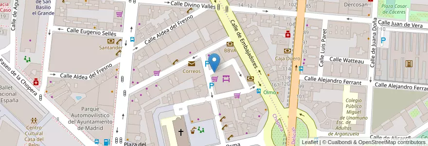Mapa de ubicacion de Aparcabicis Mercado Guillermo de Osma en Espanha, Comunidade De Madrid, Comunidade De Madrid, Área Metropolitana De Madrid Y Corredor Del Henares, Madrid.
