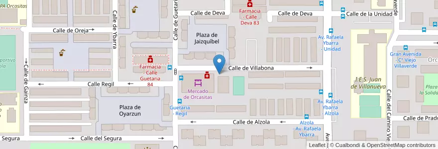 Mapa de ubicacion de Aparcabicis Mercado Orcasitas en Sepanyol, Comunidad De Madrid, Comunidad De Madrid, Área Metropolitana De Madrid Y Corredor Del Henares, Madrid.