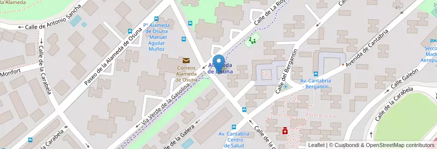 Mapa de ubicacion de Aparcabicis Metro Alameda de Osuna en 스페인, Comunidad De Madrid, Comunidad De Madrid, Área Metropolitana De Madrid Y Corredor Del Henares, 마드리드.