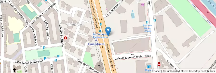 Mapa de ubicacion de Aparcabicis Metro Almendrales en إسبانيا, منطقة مدريد, منطقة مدريد, Área Metropolitana De Madrid Y Corredor Del Henares, مدريد.