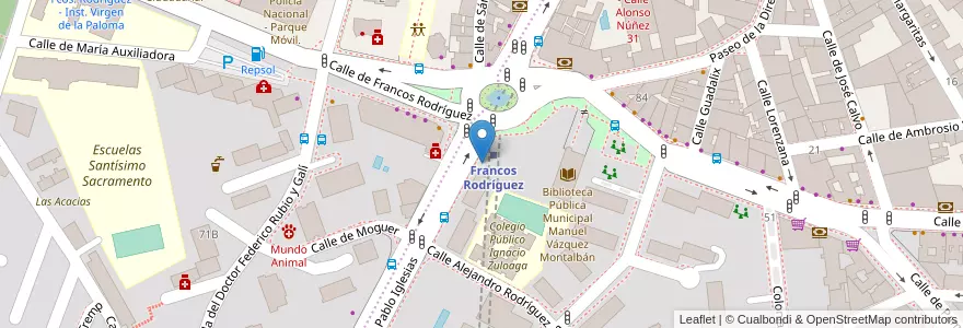 Mapa de ubicacion de Aparcabicis Metro Francos Rodríguez en Spanje, Comunidad De Madrid, Comunidad De Madrid, Área Metropolitana De Madrid Y Corredor Del Henares, Madrid.