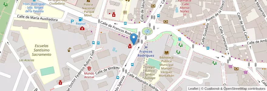 Mapa de ubicacion de Aparcabicis Metro Francos Rodríguez en Spanien, Autonome Gemeinschaft Madrid, Autonome Gemeinschaft Madrid, Área Metropolitana De Madrid Y Corredor Del Henares, Madrid.