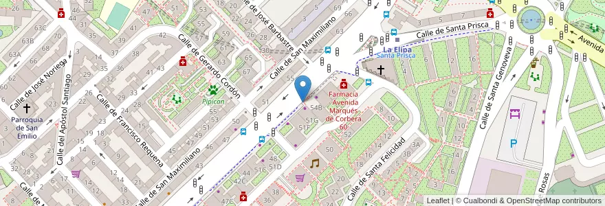 Mapa de ubicacion de Aparcabicis Metro La Elipa en España, Comunidad De Madrid, Comunidad De Madrid, Área Metropolitana De Madrid Y Corredor Del Henares, Madrid.