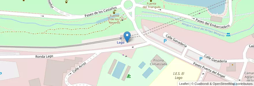 Mapa de ubicacion de Aparcabicis Metro Lago en إسبانيا, منطقة مدريد, منطقة مدريد, Área Metropolitana De Madrid Y Corredor Del Henares, مدريد.
