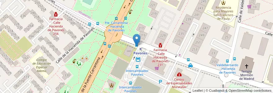 Mapa de ubicacion de Aparcabicis Metro Pavones en 西班牙, Comunidad De Madrid, Comunidad De Madrid, Área Metropolitana De Madrid Y Corredor Del Henares, Madrid.