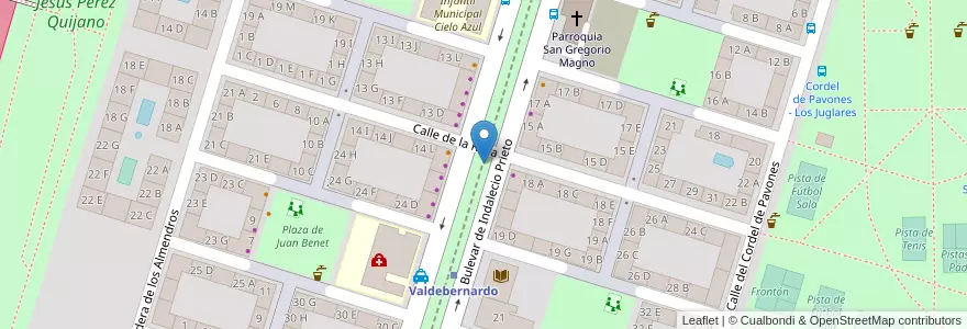 Mapa de ubicacion de Aparcabicis Metro Valdebernardo en Spanje, Comunidad De Madrid, Comunidad De Madrid, Área Metropolitana De Madrid Y Corredor Del Henares, Madrid.