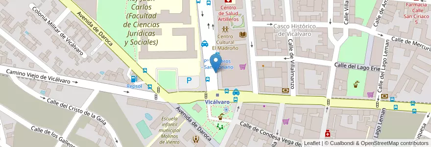 Mapa de ubicacion de Aparcabicis Metro Vicálvaro en Sepanyol, Comunidad De Madrid, Comunidad De Madrid, Área Metropolitana De Madrid Y Corredor Del Henares, Madrid.