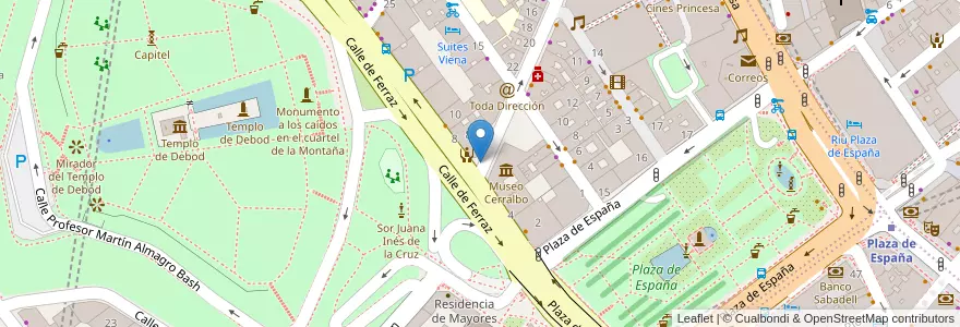 Mapa de ubicacion de Aparcabicis Museo Cerralbo en اسپانیا, بخش خودمختار مادرید, بخش خودمختار مادرید, Área Metropolitana De Madrid Y Corredor Del Henares, مادرید.