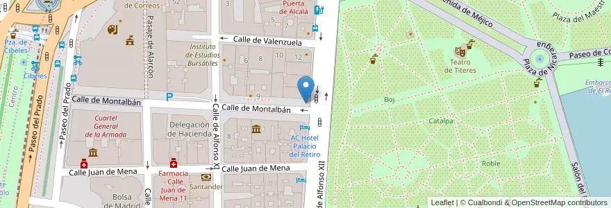 Mapa de ubicacion de Aparcabicis Museo Nacional de Artes Decorativas en إسبانيا, منطقة مدريد, منطقة مدريد, Área Metropolitana De Madrid Y Corredor Del Henares, مدريد.