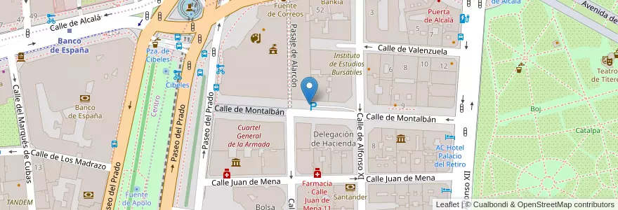 Mapa de ubicacion de Aparcabicis Museo Naval en Espanha, Comunidade De Madrid, Comunidade De Madrid, Área Metropolitana De Madrid Y Corredor Del Henares, Madrid.