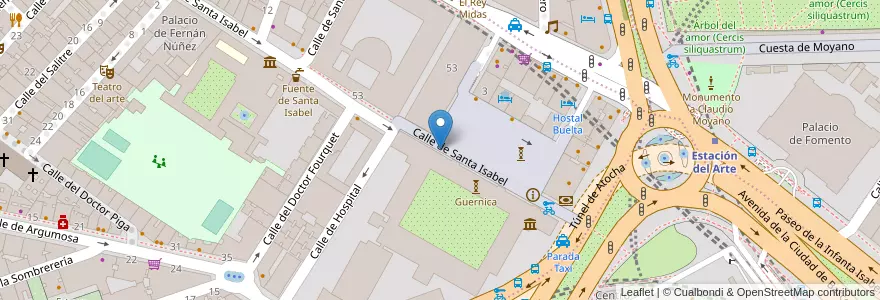 Mapa de ubicacion de Aparcabicis Museo Reina Sofía en Espagne, Communauté De Madrid, Communauté De Madrid, Área Metropolitana De Madrid Y Corredor Del Henares, Madrid.