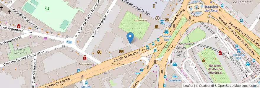 Mapa de ubicacion de Aparcabicis Museo Reina Sofía en Spanje, Comunidad De Madrid, Comunidad De Madrid, Área Metropolitana De Madrid Y Corredor Del Henares, Madrid.